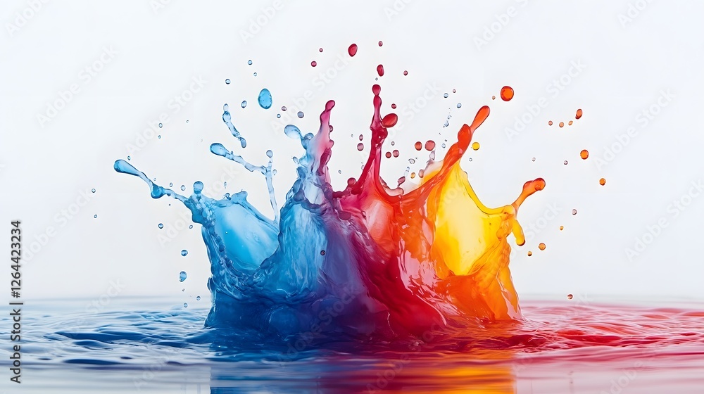 Poster vibrant splash of colorful liquid paint in motion abstract art explosion