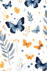 blue and orange butterflies oil painting abstract decorative painting