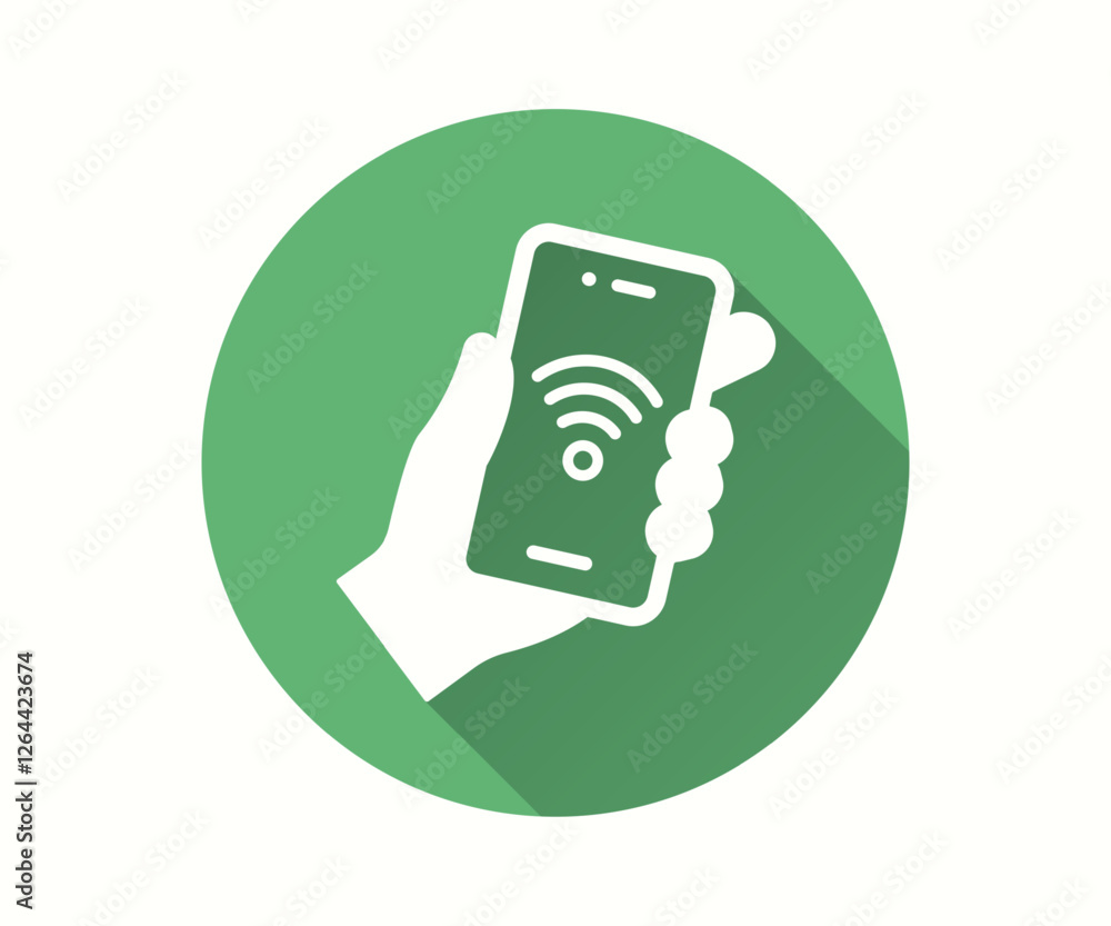Poster payment processing flat icon. simple illustration with long shadow for graphic and web design.
