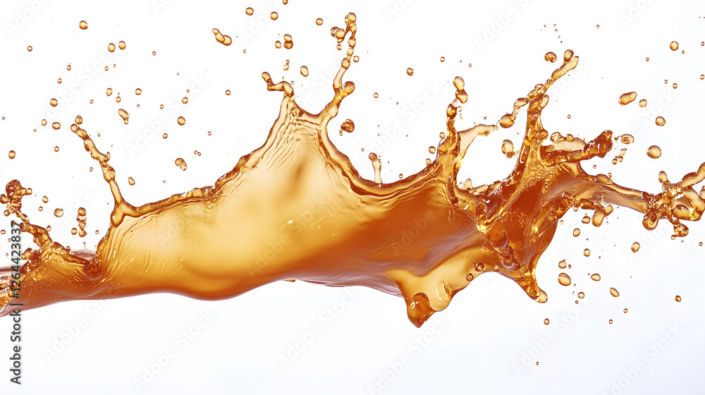 Poster Vibrant splashing orange liquid creates a dynamic and energetic visual with its flowing bursting and colliding movements  The image showcases the power force