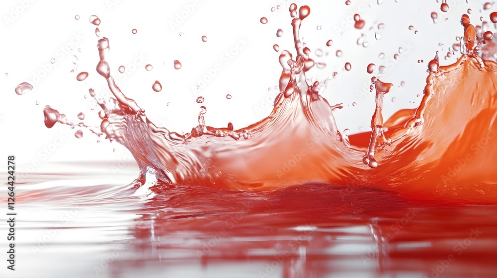 Poster Vivid red splash of liquid dynamics showcasing energetic motion bold colors and powerful fluid movement  This abstract image captures the intensity and turbulence of a liquid eruption in a display
