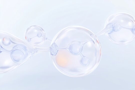 Deep Skin Hydration Network - Abstract 3D Rendering of Interconnected Liquid Molecules for Skincare Concepts