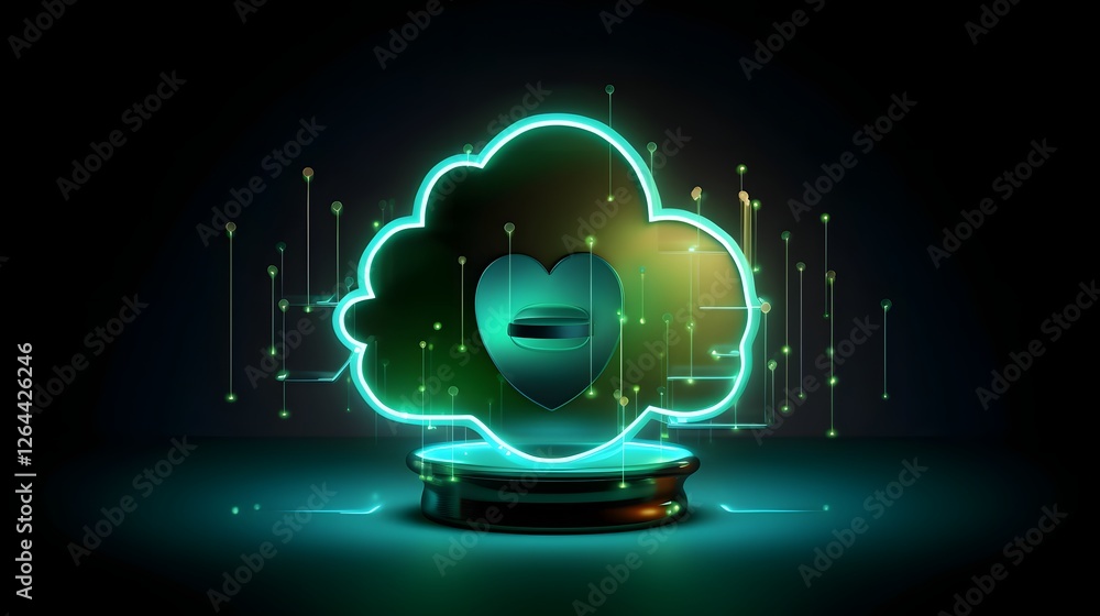 Aufkleber innovative digital data privacy and security concept with a glowing protective shield and encrypted 