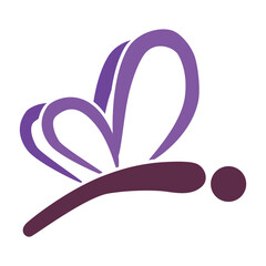 Purple Silhouette Dragonfly, Minimalist Hand-Drawn Sketch Vector Illustration