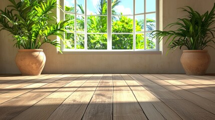 Fototapeta premium Warm interior design rustic floors and natural light