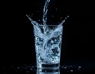 puring water in a glass of water