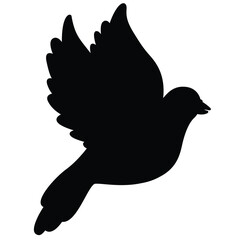 Cute cartoon hand drawn vector dove icon silhouette.