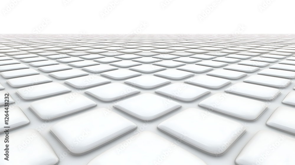 Poster abstract 3d white rounded squares grid in perspective for background designs and visualisations