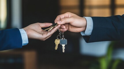 Key Exchange in Professional Setting with Two Business Attire Hands