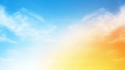 Obraz premium Vivid Blue Orange And Yellow Gradient Sky With Soft Clouds