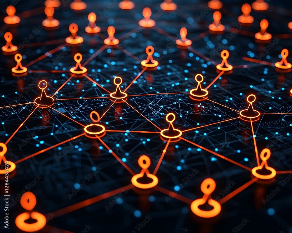 Poster global talent network visualization conceptual of connected individuals