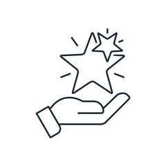 Added value as business service or product quality growth .  Additional satisfaction attachment for better user experience. Vector linear icon isolated on white background.