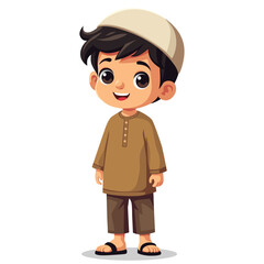 cartoon illustration cute islamic boy vector design