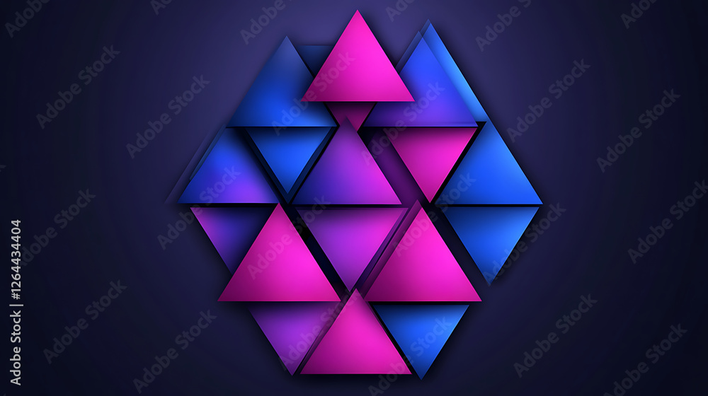 Aufkleber abstract geometric design with triangular elements in blue and pink hues digital art 3d render