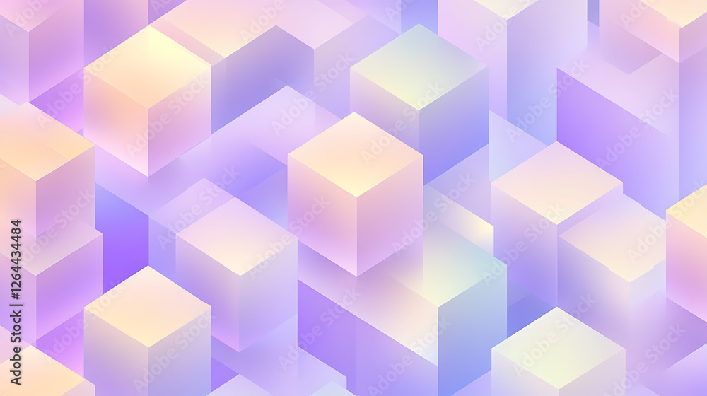 Poster abstract geometric isometric cubes with gradient hues for a modern digital background design