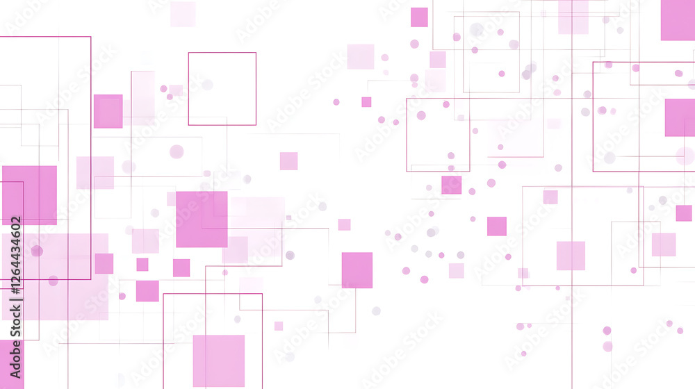 Poster abstract geometry with pink squares and circles background for graphic design and presentation uses