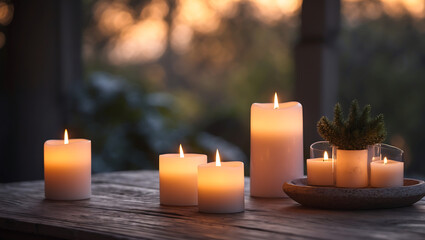Serene and Cozy Scene with a Gentle Candlelight Glow Creating a Peaceful Mood