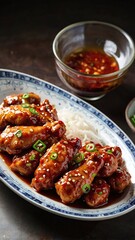 Spicy Korean Chicken in plate