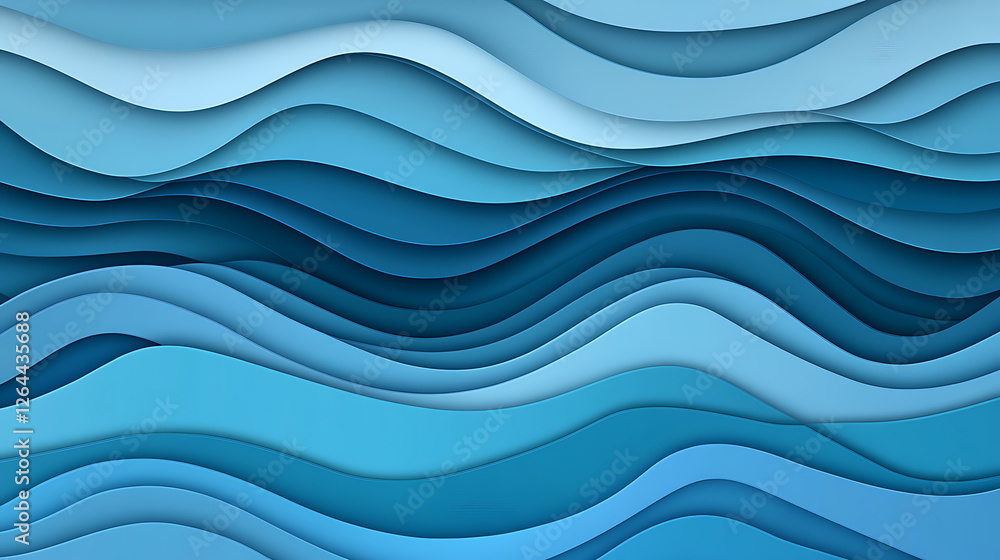Aufkleber abstract ocean layers illusion art with wavy blue tones creating depth and perspective digital desig
