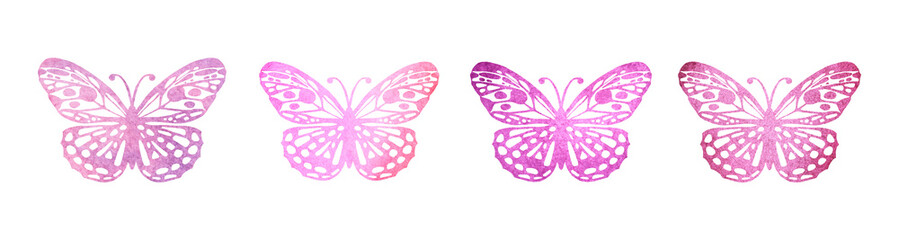 Set of watercolor butterflies isolated on a white background. Watercolor design element.