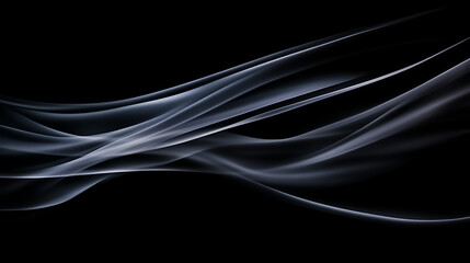 Obraz premium Abstract Swirling Smoke Waves on Black Backdrop Subtle Ethereal Lines and Curves Creative Design Element