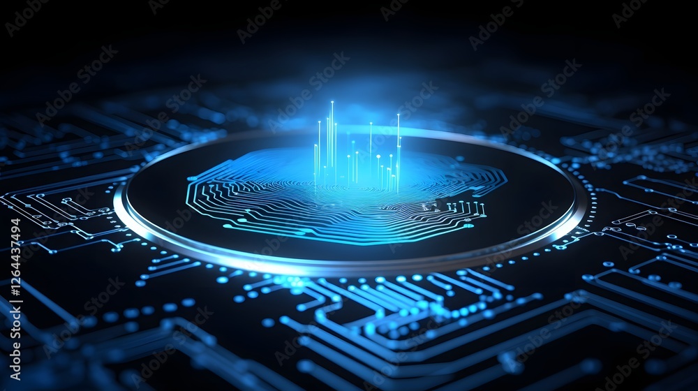 Poster a futuristic fingerprint scanner granting access to a secured digital system