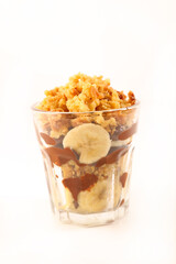 Banana Crumble with Chocolate Sauce