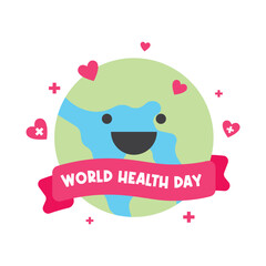 Fototapeta premium World Health Day Vector Illustration on April 7th with Earth and Medical Equipment for the Importance of Healthy and Lifestyle. Icon Health. Earth Illustration. World Health Day Sticker.
