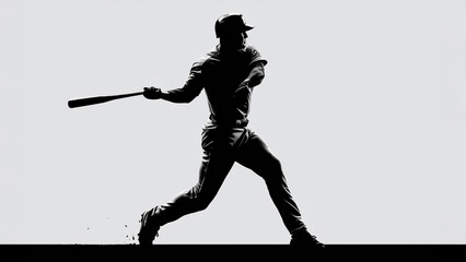 Baseball Player Catching Pose Silhouette 