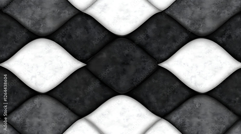 Aufkleber abstract wavy pattern in black and white shades with soft texture seamless design art backdrop