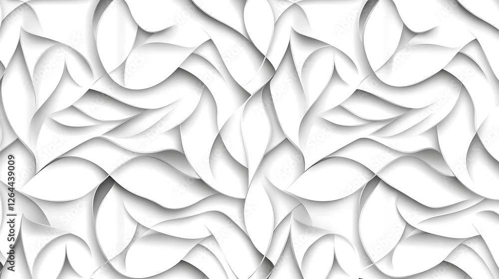 Poster abstract white curved shapes with subtle shadows seamless background artistic design concept 97 char