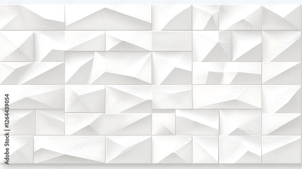 Poster abstract white geometric wall design with angular shapes and shadow play creative background