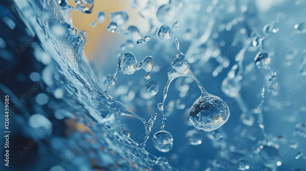 Aufkleber blue horizontal background with clear water droplets pattern. realistic 3d vector illustration of sm