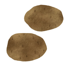 Potato tubers for cooking, handmade digital illustration on a white background