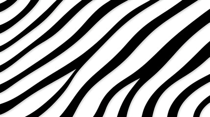 Abstract Zebra Stripes Pattern Background Black and White Modern Design Minimalist Curves Lines