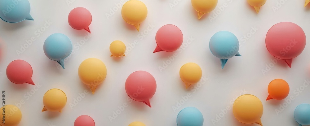Poster colorful speech bubbles arranged in pattern symbolizing communication and conversation concepts