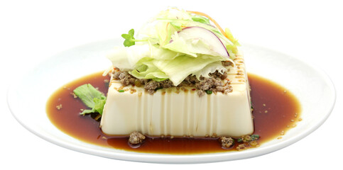 Hiyayakko, Korean Chilled Tofu Salad with Soy Sauce Dressing
