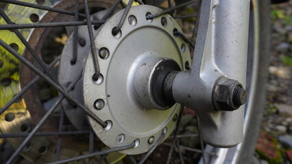 Close-up of a Motorcycle Tire with Brand and Model Engraving