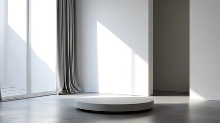 Minimalist Room Interior With Circular Display Platform