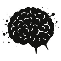 silhouette vector of ink-splattered brain icon 