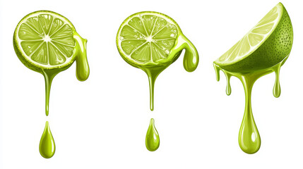 Green drops of water, lime juice, herbal tea or slime liquid drips. Natural cosmetics or fruit drink clear droplets of different shapes isolated on transparent background realistic 3d vector icons set