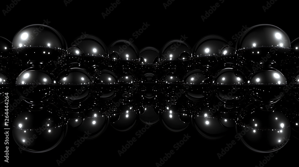 Poster Array of Chrome Spheres Reflecting Light in a Low Key Setting Surface Mirroring Effect Abstraction