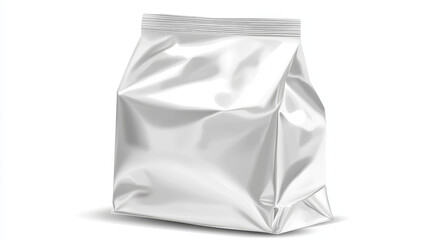 Foil bag with lid on corner, doypack for liquid food isolated on gray background. Vector realistic mockup of blank white pouch, flexible doy pack for milk product, juice or sauce