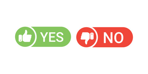 Green check mark and red cross mark icon. Realistic right and wrong button. Confirm and cancel icon. Accept and reject. UI click button. Vector illustration