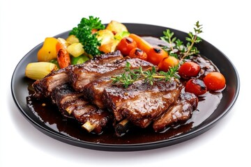 Delicious Bbq Ribs with Roasted Vegetables and Glaze