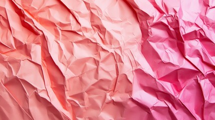 Crinkled coral & pink paper texture background