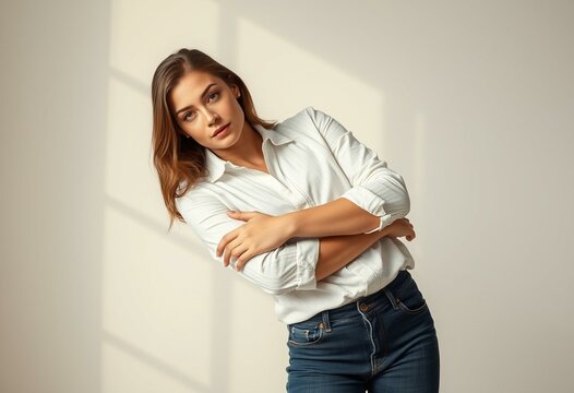 Woman with masculine features in natural light