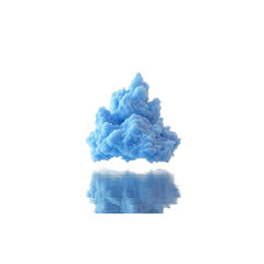 3D rendering of an explosion of blue smoke clouds on a white background