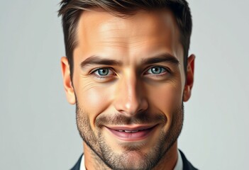 Obraz premium Glamorous man with a strong jawline and piercing blue eyes