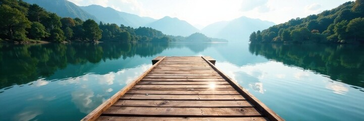 Wooden dock on serene lake, boat, dock, serenity